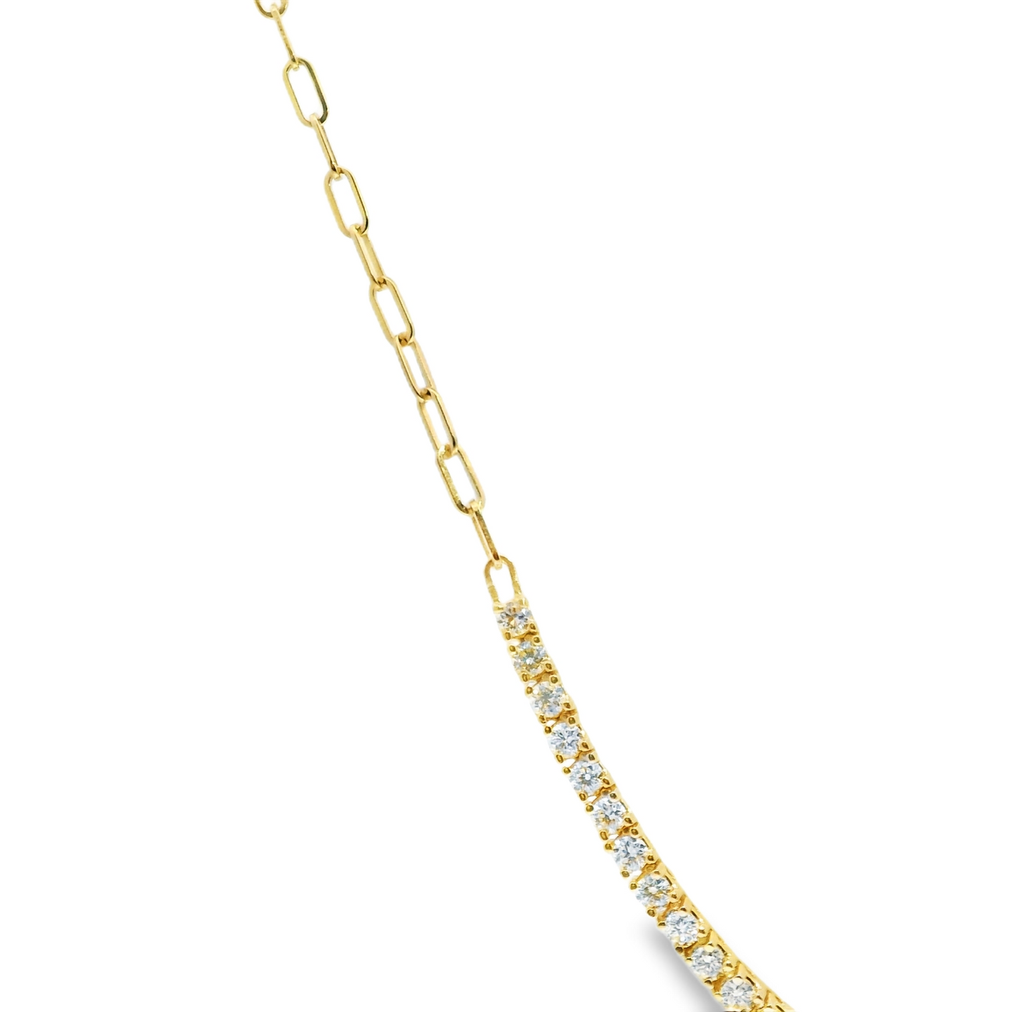 5.85CT Diamond 4 Prong Half Way Tennis 14k Yellow Gold Necklace