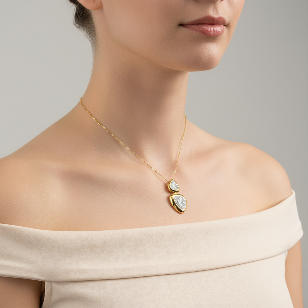 0.77CT Diamond Triluxe Pendant 14k Yellow Gold