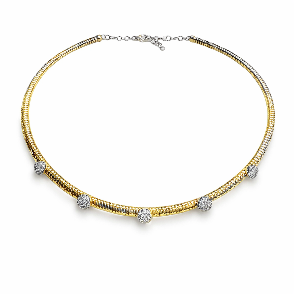 0.62CT Diamond Balls with Plain Chain 18k Yellow Gold Necklace