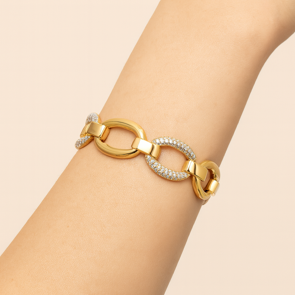 3.41ct Diamond Chain Link Bracelet 14k Yellow