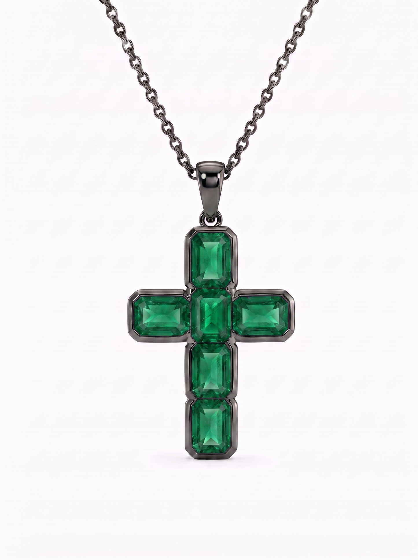 Green Sapphire Cross Pendant 14k Gold — Green Obsidian