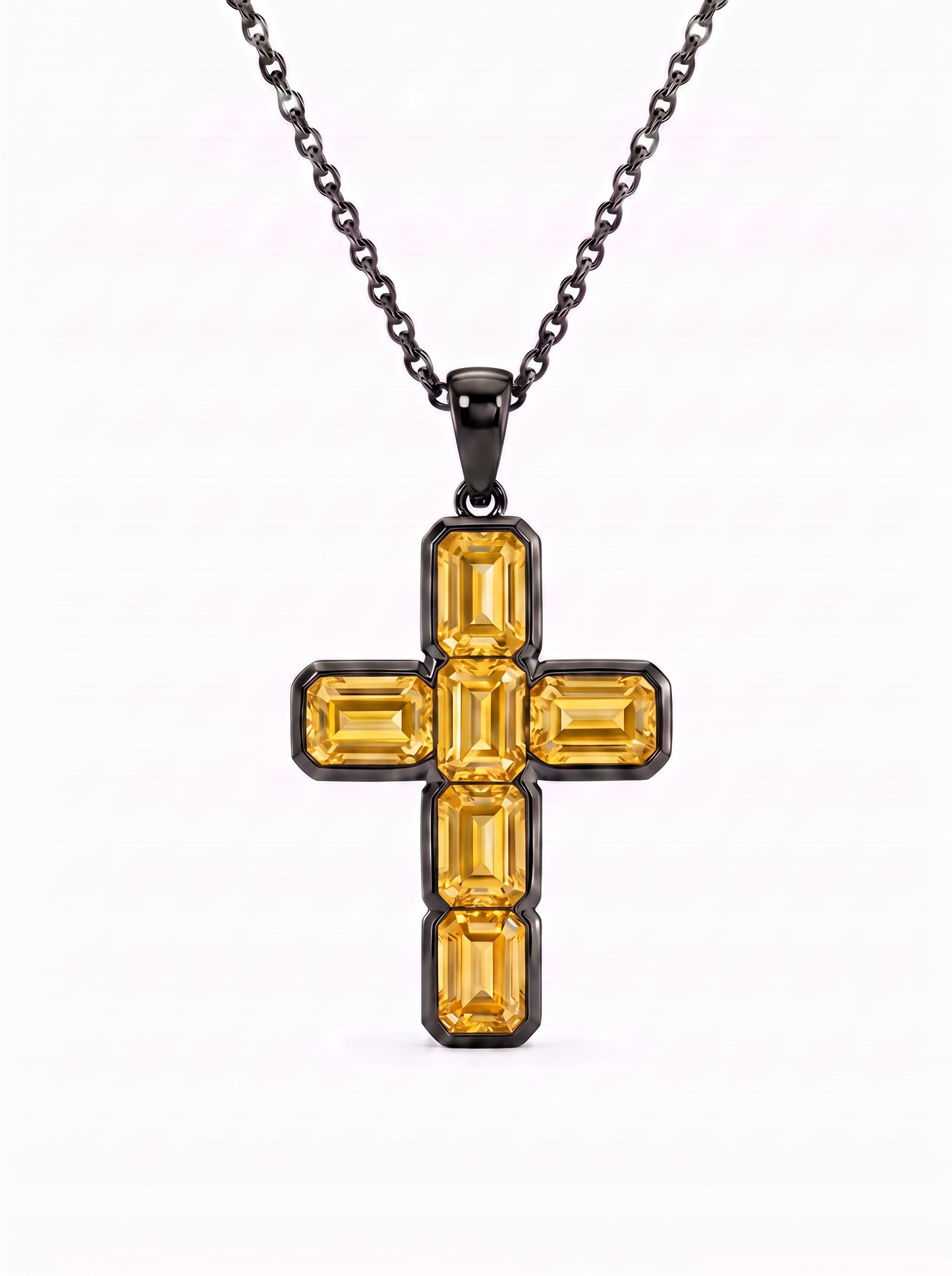 Yellow Sapphire Cross Pendant 14k Gold — Yellow Obsidian