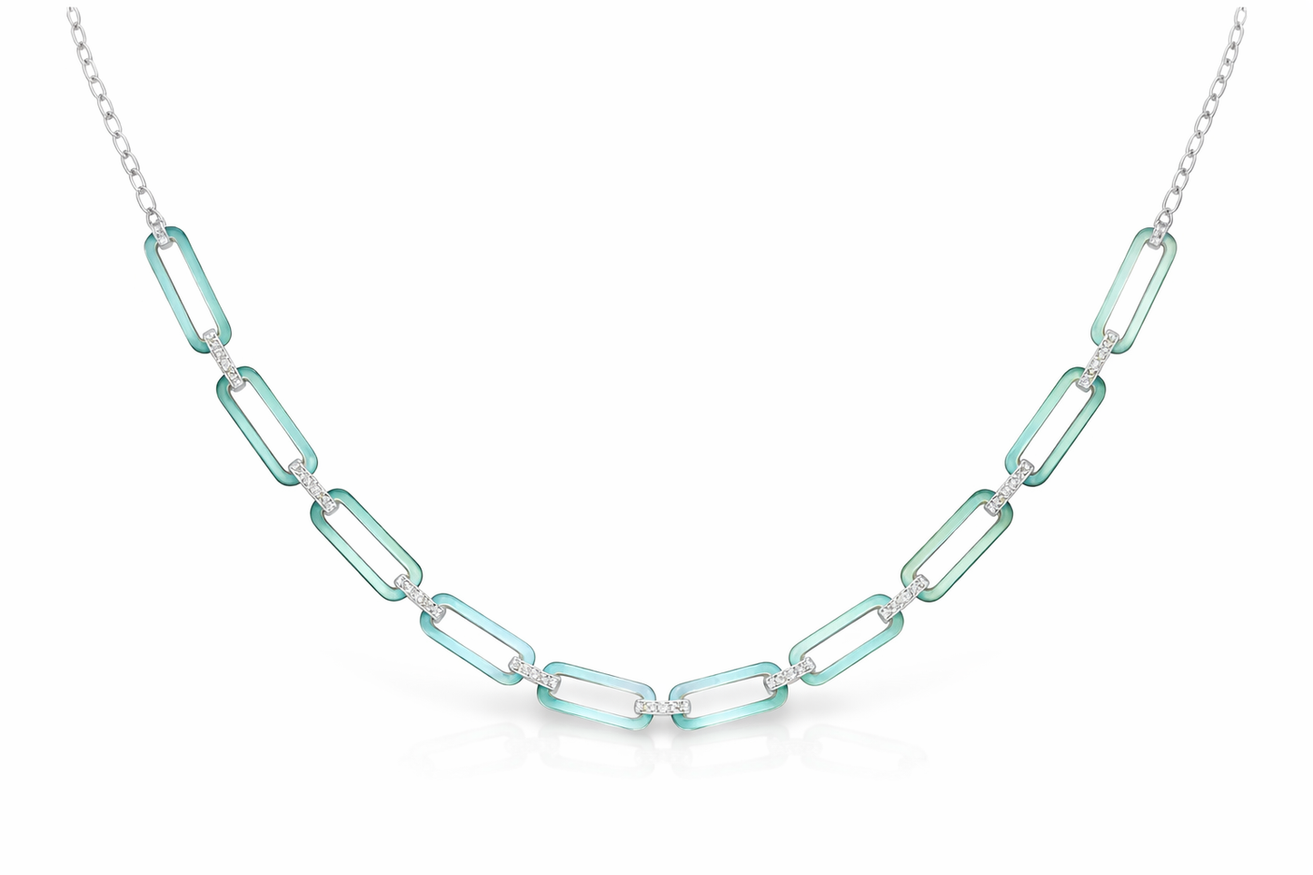 0.33CT Diamond Pendant with Turquoise Enamel 14k White Gold