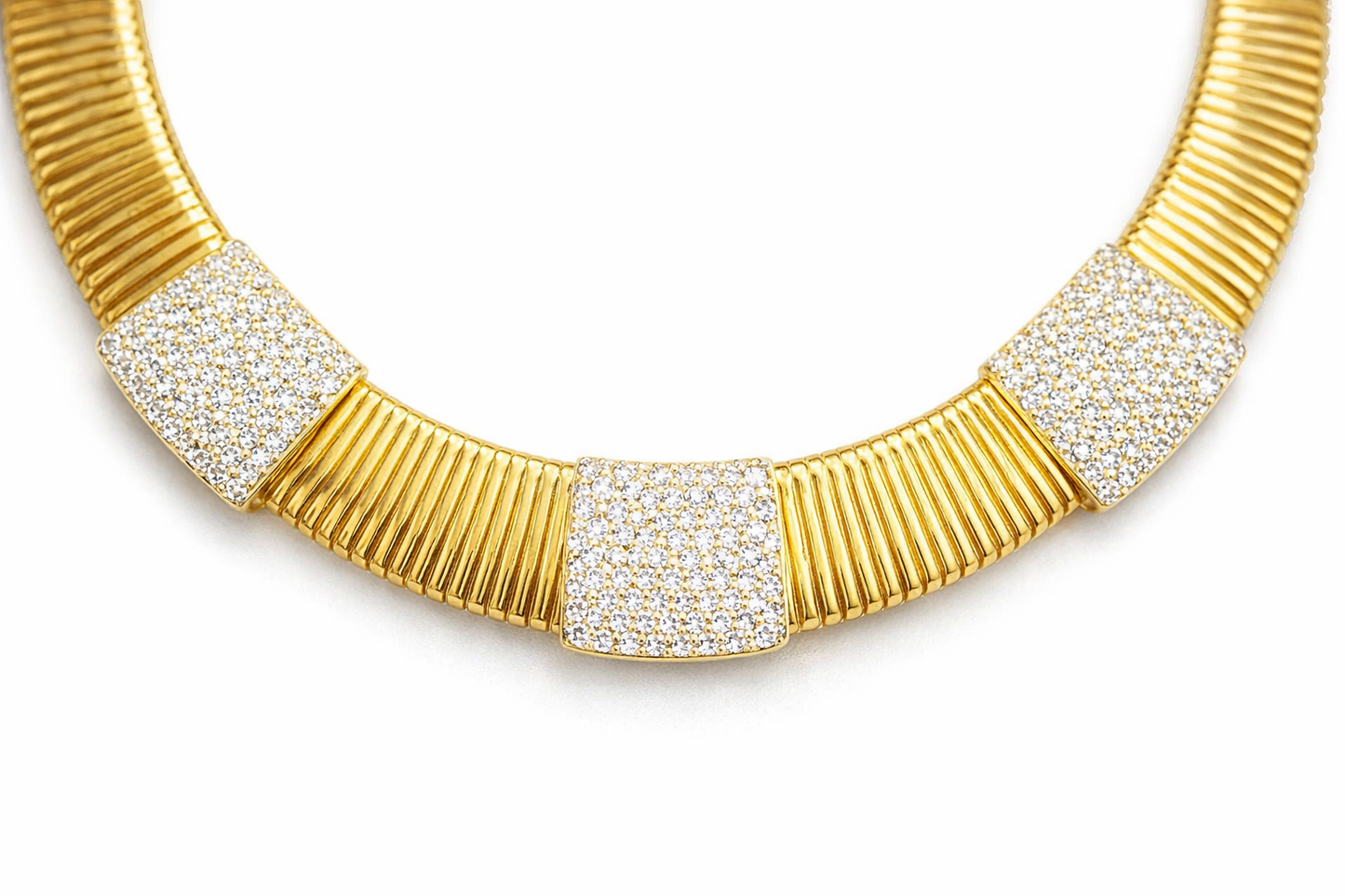 4.29Ct Diamond & Plain 14k Yellow Gold Necklace
