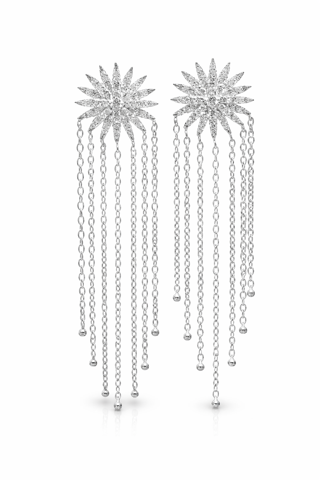 0.96Ct Diamond Starburst Earring 14k White Gold