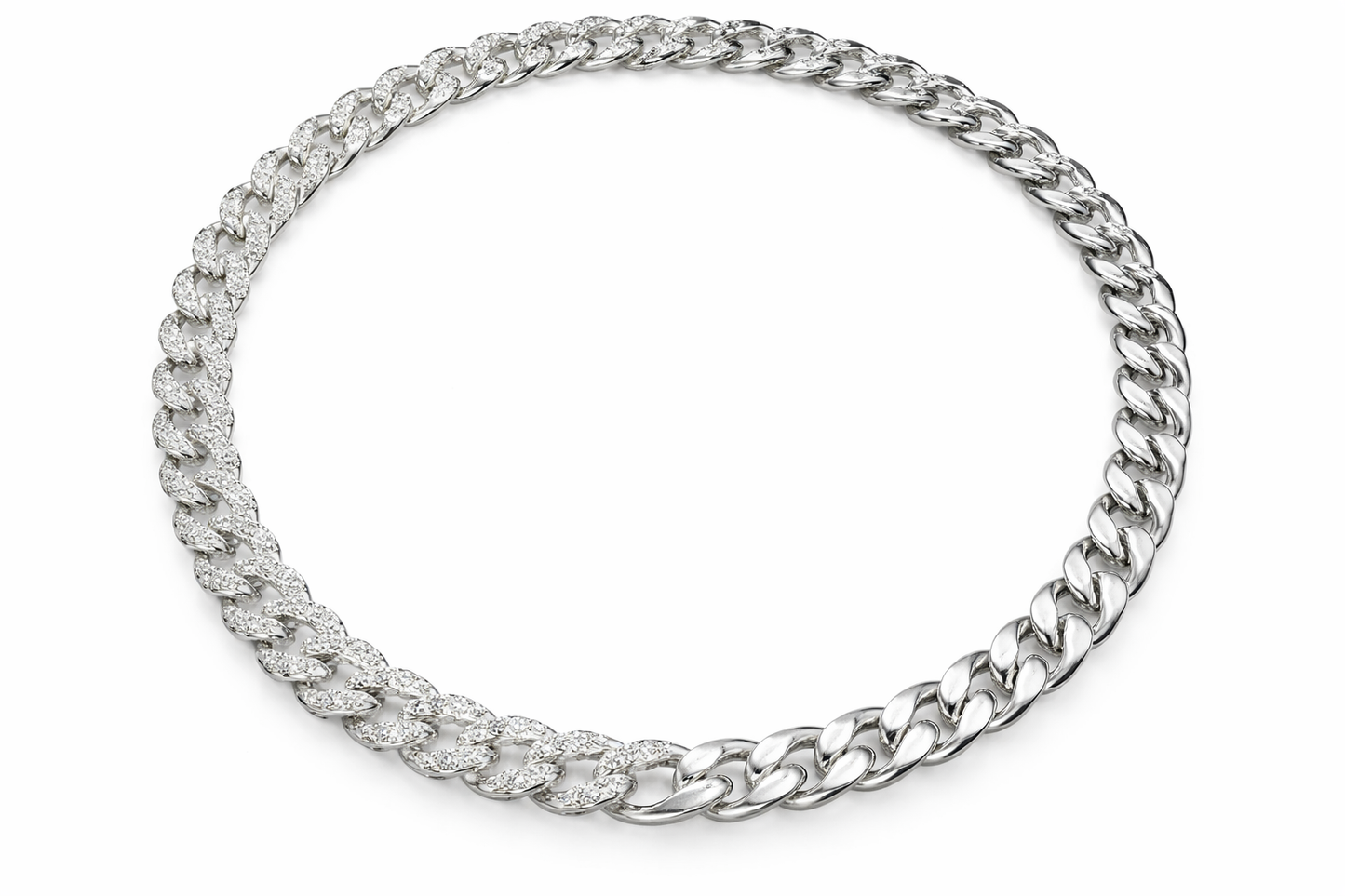 6CT Diamond Cuban Chain Link Necklace 14K White Gold