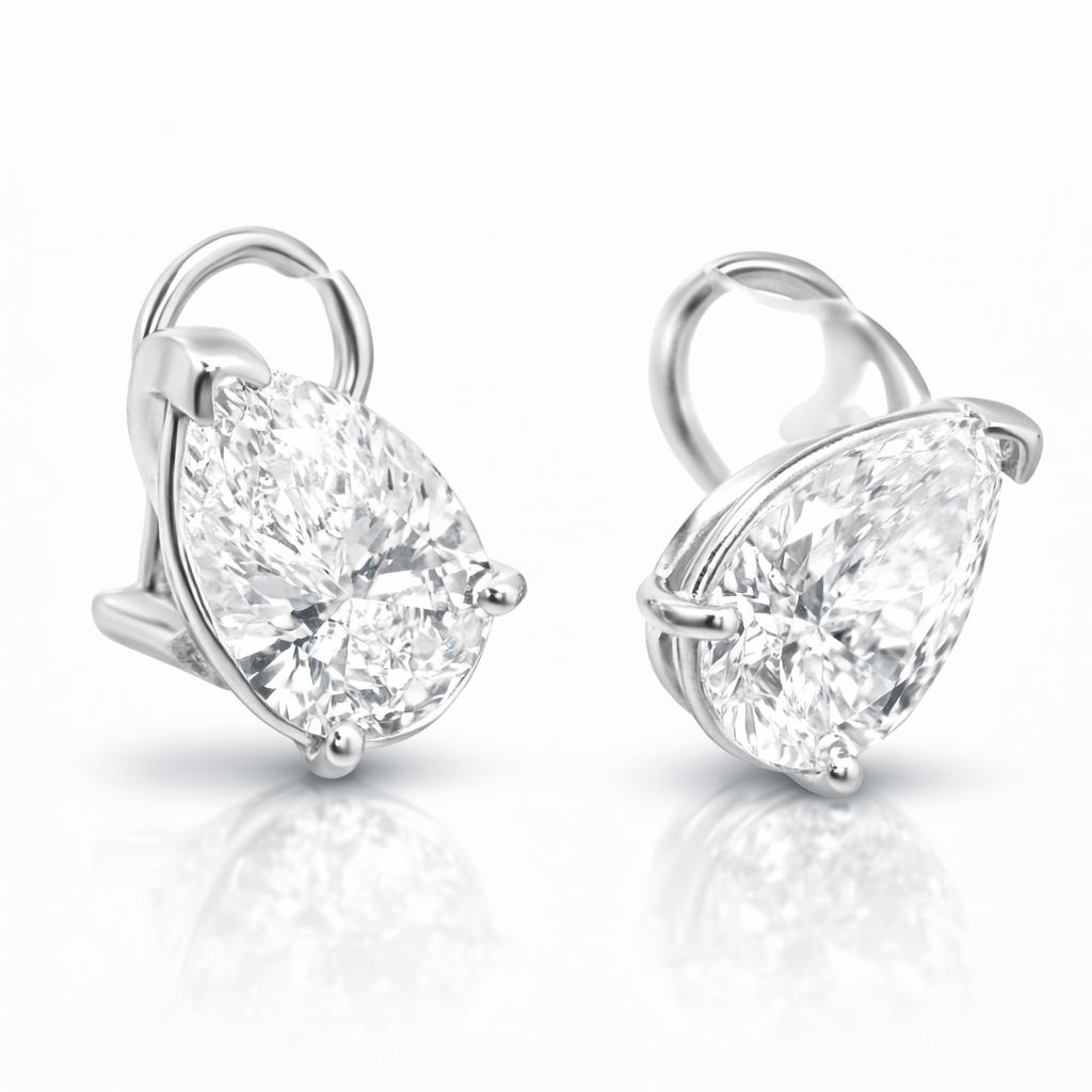5.10CT Pear Shape Stud Earring 14k White Gold