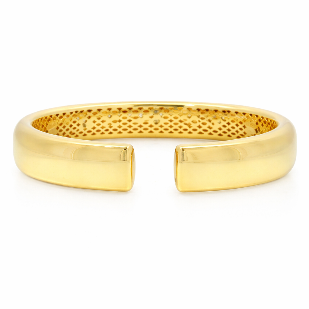 2.57CT Diamond Bezel Bangle 14k Yellow Gold
