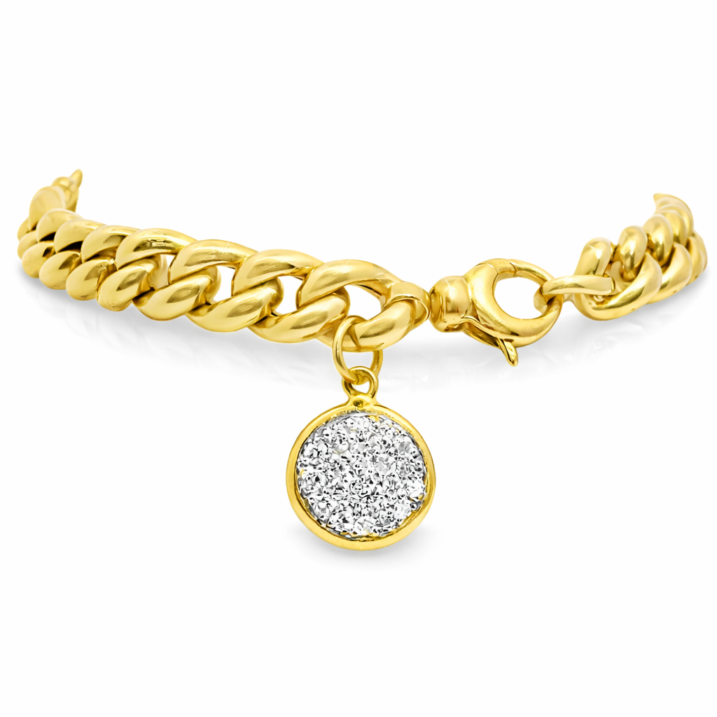 0.26CT Diamond Chain Links Fashion Bracelet 18k yellow Gold