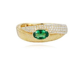 0.32CT Diamond and 0.44CT Emerald 14K