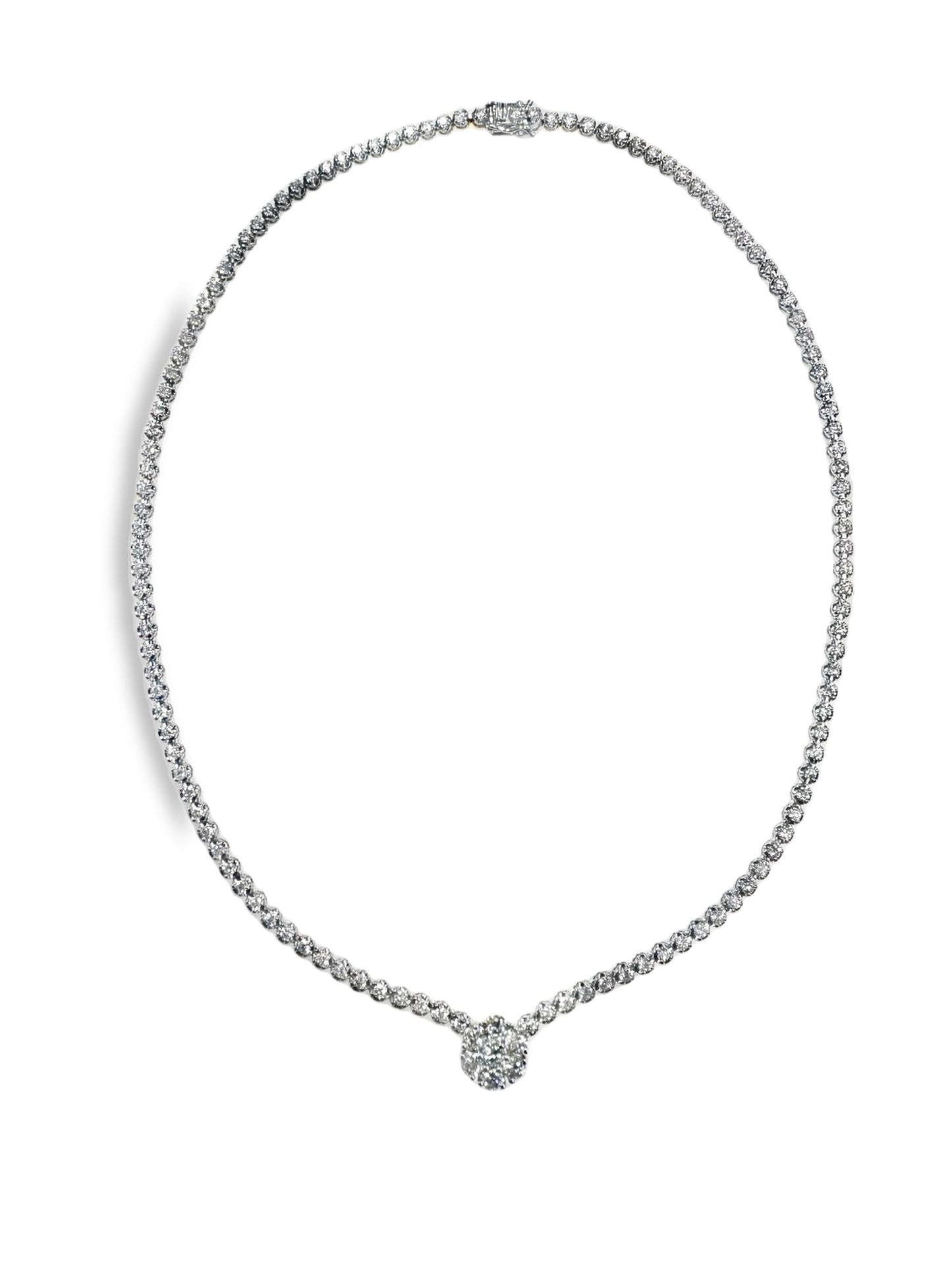 5.77CT Diamond Center Flower 14k White Gold Tennis Necklace