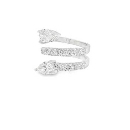 5.58CT Pear Shape and Round Cut Lab Diamond Ring 14k White Gold