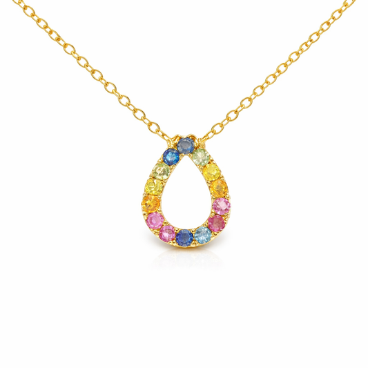 0.55Ct Mixed Sapphire 14k Yellow Gold Pendant