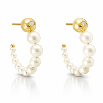 0.09CT Diamond 14k Yellow Gold Pearl Earring