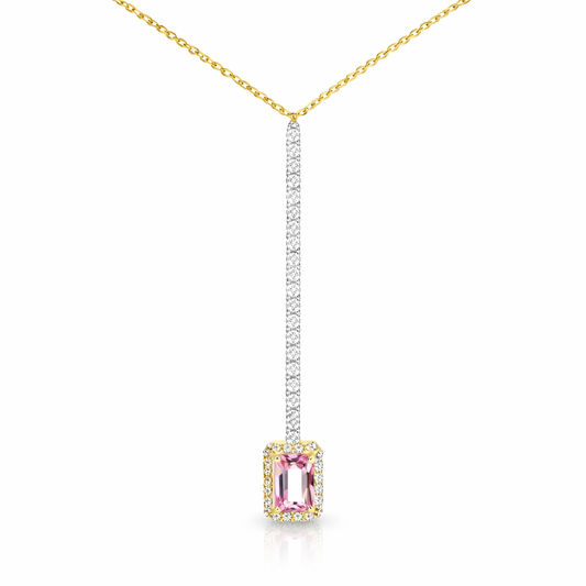 0.33CT Diamond 0.63CT Pink Sapphire Pendant 14k Yellow Gold