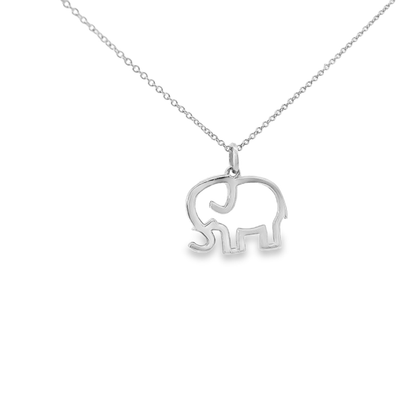 14K White Gold Elephant Pendant