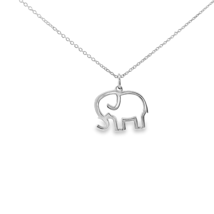 14K White Gold Elephant Pendant