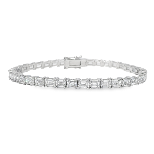 10.68CT Emerald Cut Lab Diamond  Bracelet 14K White