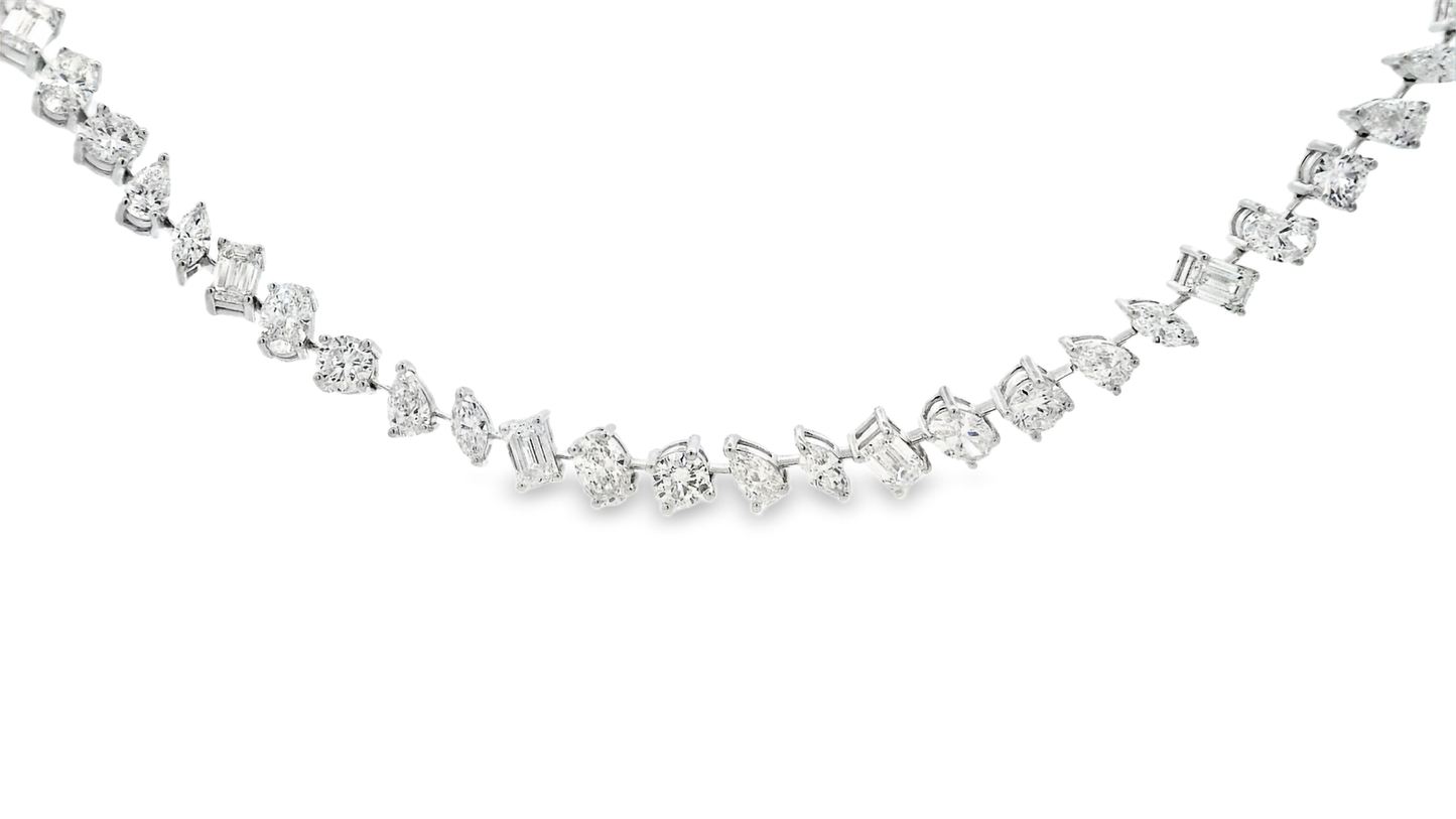 24.57CT Diamond Mixed Shape Tennis Necklace 14k White Gold Lab