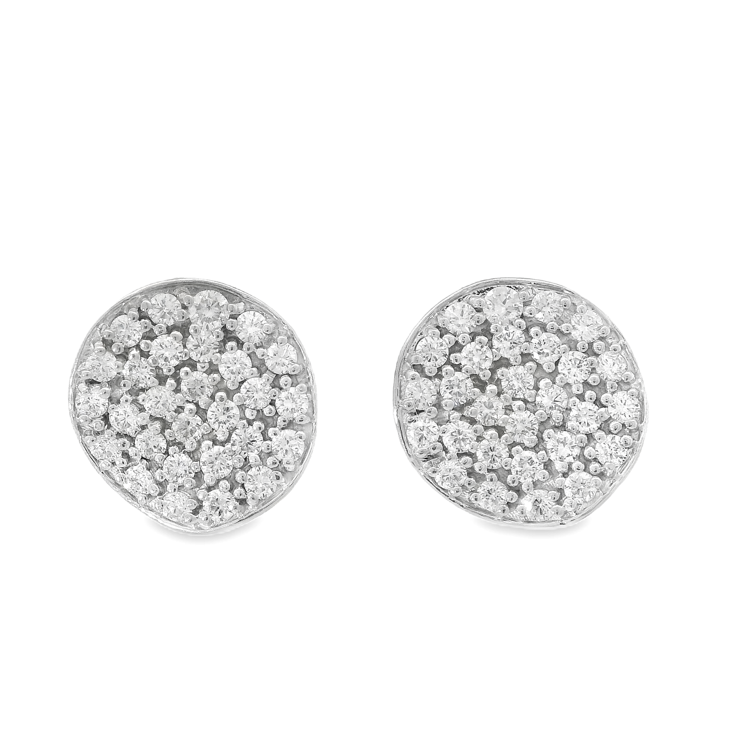 1.22CT Diamond Stud Chip Earrings 14K Gold