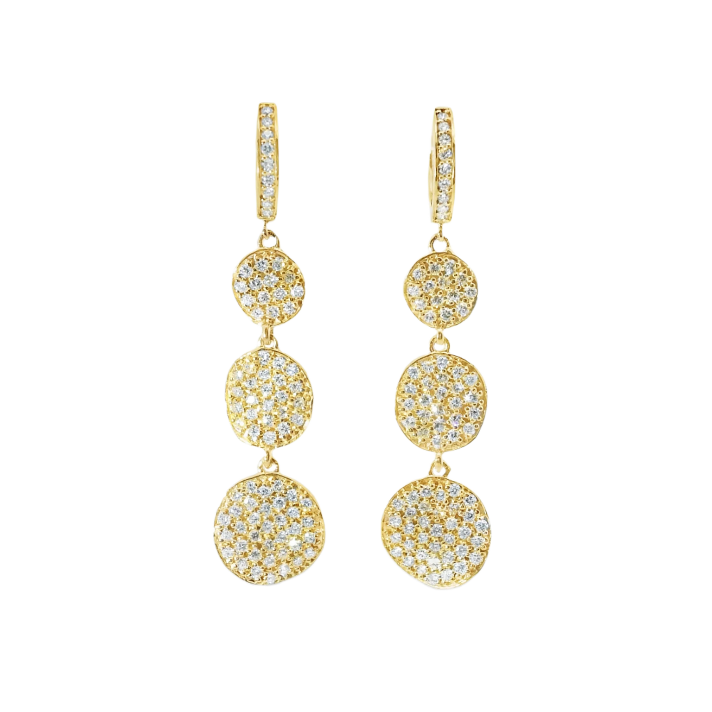 1.60 CT Diamond Chip Dangle Earrings 14K Gold