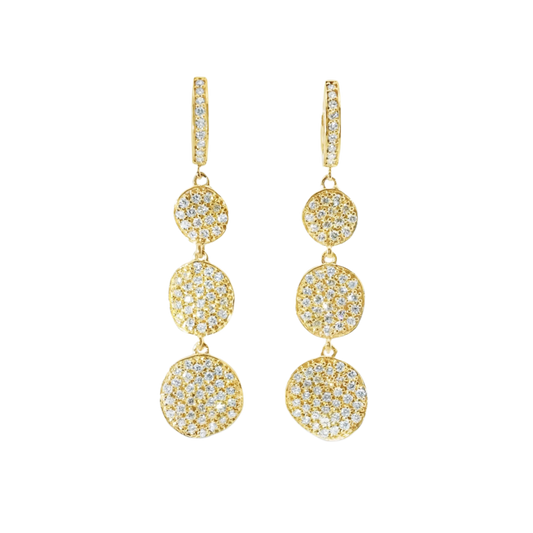 1.60 CT Diamond Chip Dangle Earrings 14K Gold