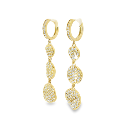 1.60 CT Diamond Chip Dangle Earrings 14K Gold