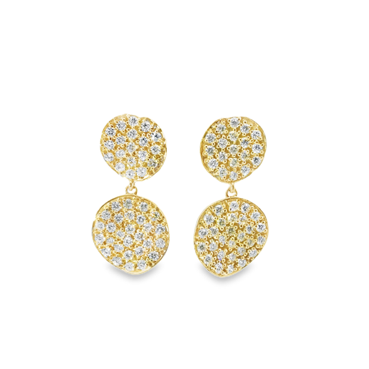 1.91 CT Diamond Chip Dangle Earrings 14K Gold