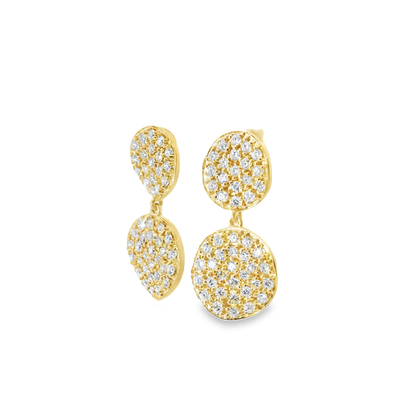 1.91 CT Diamond Chip Dangle Earrings 14K Gold