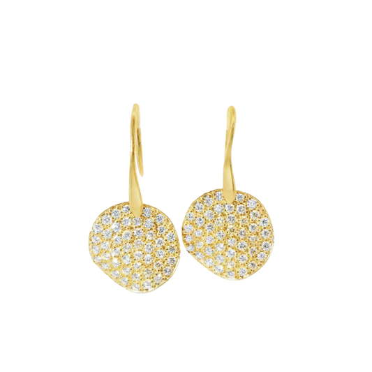 1.97 CT Diamond Chip Hoop Top Earrings 14K Gold