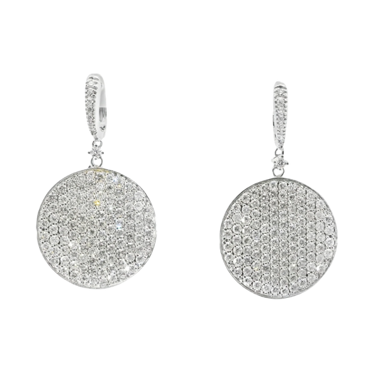 5.26CT Diamond Disc Hoop Top Earrings 14K Gold