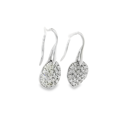 1.11 CT Diamond Chip Hoop Top Earrings 14K Gold