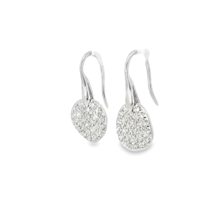 1.11 CT Diamond Chip Hoop Top Earrings 14K Gold