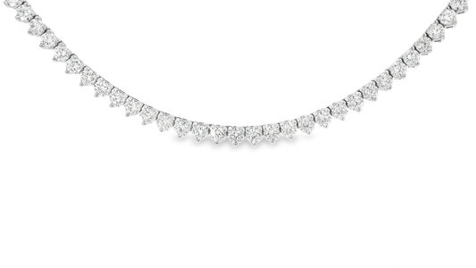 14.69CT Diamond 3 Prong Tennis Necklace 18K Gold