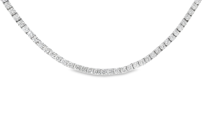 13.31CT Diamond 4 Prong Tennis Necklace 14K Gold