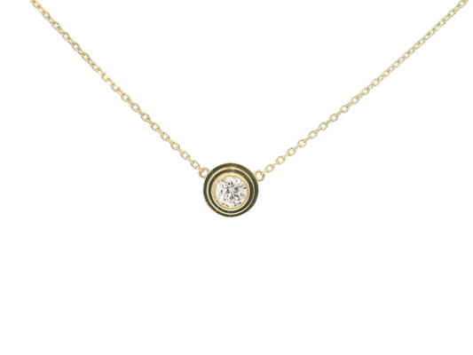 .55CT Lab Diamond Bezel Set Pendant 14K Yellow Gold