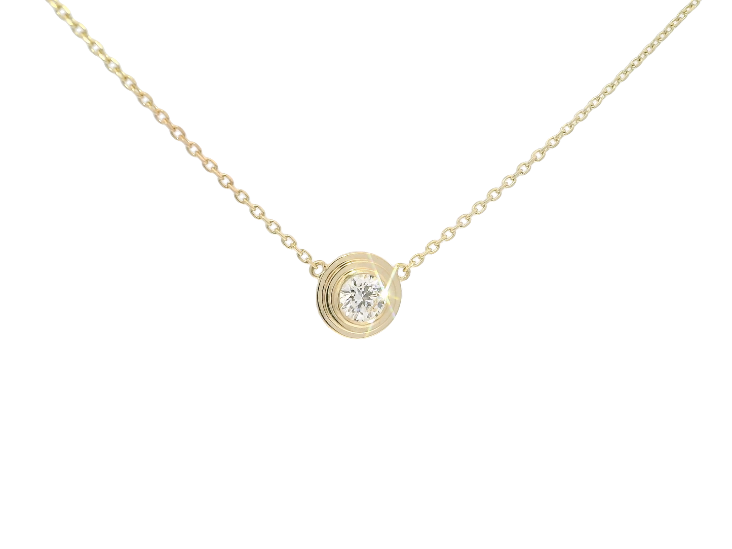 .55CT Lab Diamond Bezel Set Pendant 14K Yellow Gold