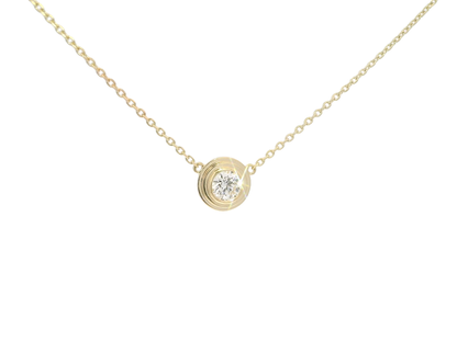 .55CT Lab Diamond Bezel Set Pendant 14K Yellow Gold