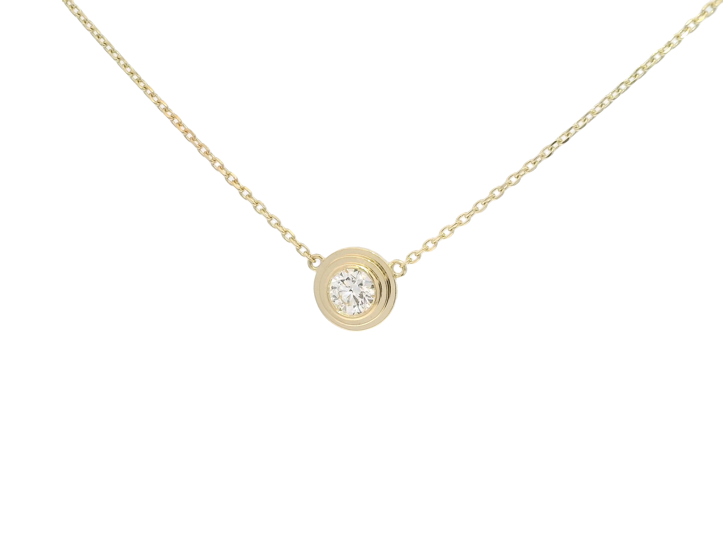 .55CT Lab Diamond Bezel Set Pendant 14K Yellow Gold