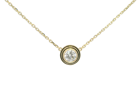 1.05CT Lab Diamond Bezel Set Pendant 14K Yellow Gold