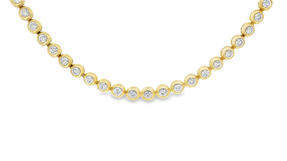 10.10 CT Diamond Bezel Necklace 14K Yellow Gold