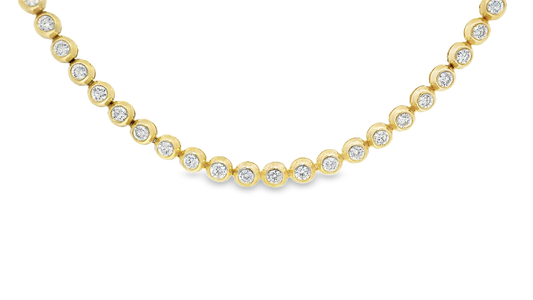 10.10 CT Diamond Bezel Necklace 14K Yellow Gold
