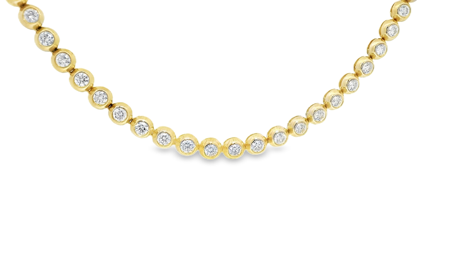 10.10 CT Diamond Bezel Necklace 14K Yellow Gold