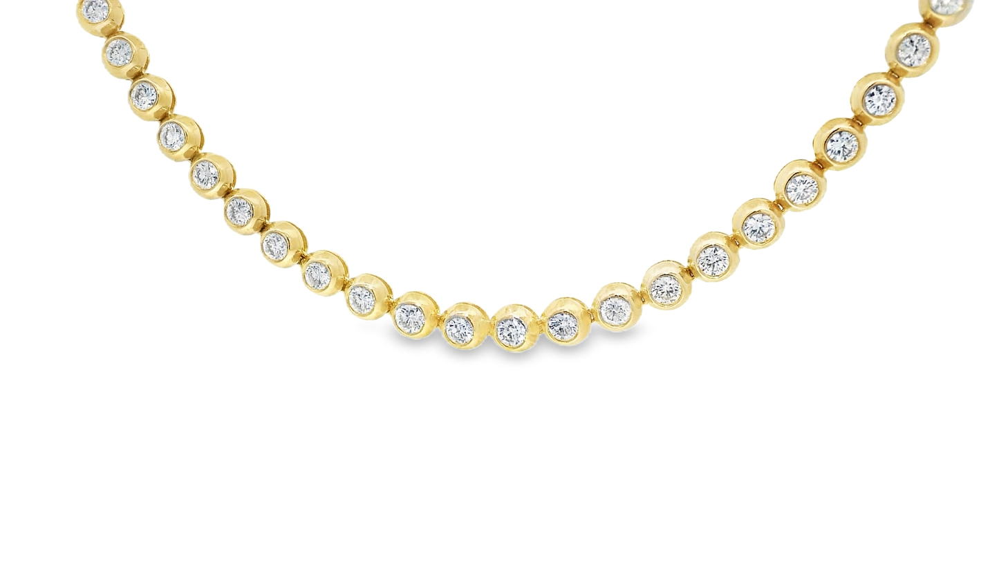10.10 CT Diamond Bezel Necklace 14K Yellow Gold