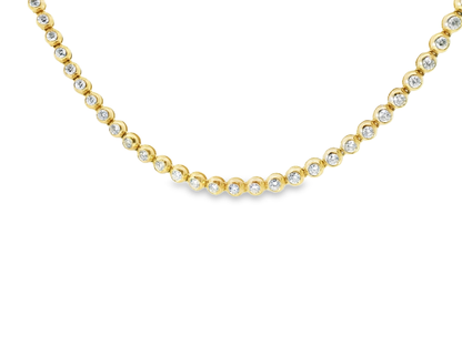 5.31CT Round Cut Bezel Diamond Tennis Necklace 14K Yellow Gold