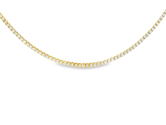 2.31CT Round Cut Diamond 4 Prong Tennis Necklace 14K Gold