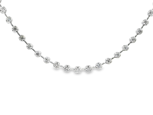 7.42CT Round Cut Diamond 4 Prong Tennis Necklace 14K Gold