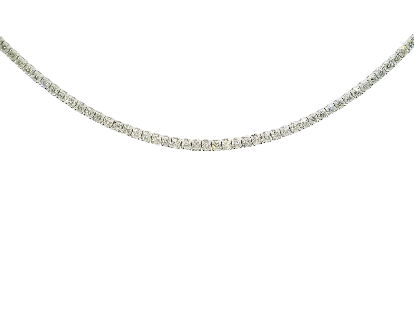 4.85CT Round Cut Dimaond 4 Prong Tennis Necklace 14K White Gold