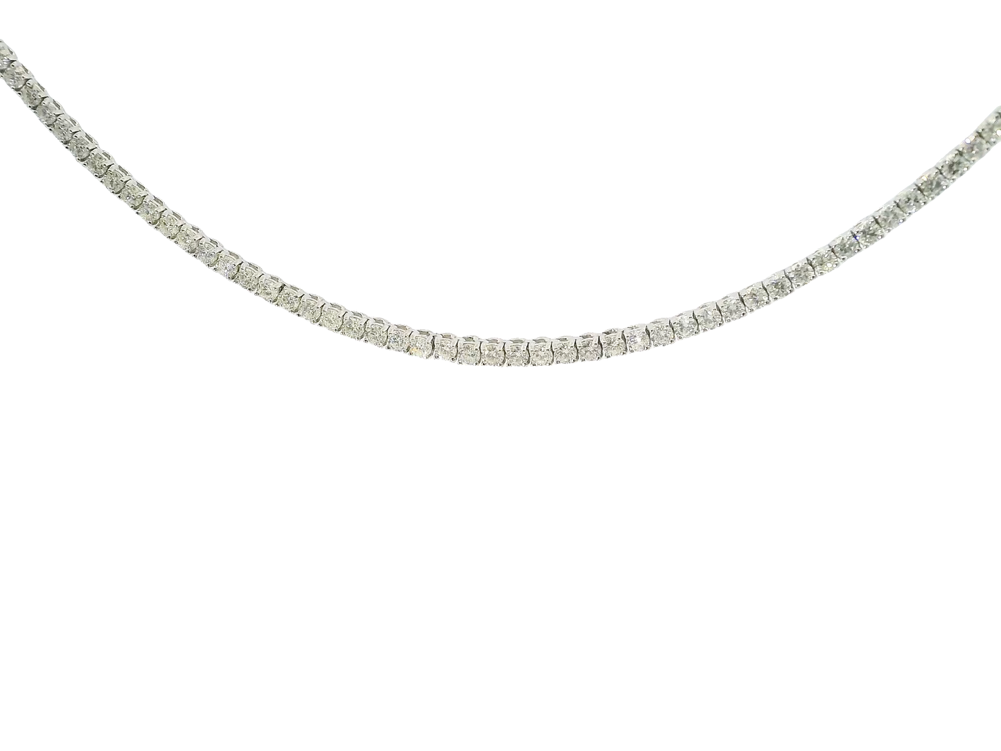 4.85CT Round Cut Dimaond 4 Prong Tennis Necklace 14K White Gold