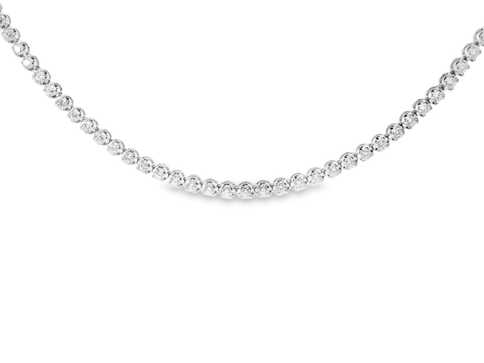 4.59CT Round Cut Bezel Tennis Necklace 14K White Gold